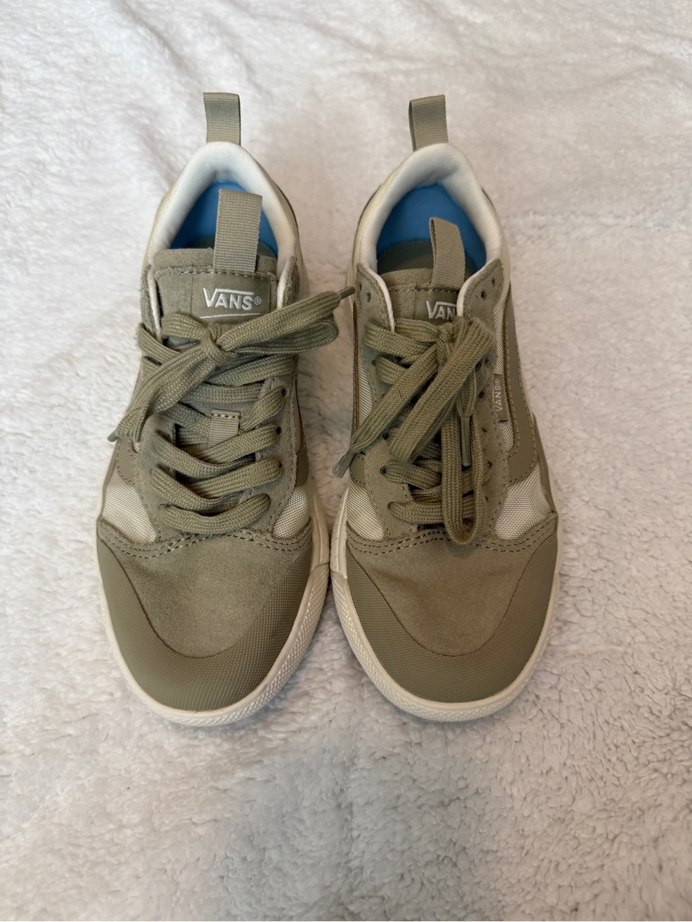 Vans Olive Green & White Low-Top Sneakers